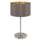 Lampe de table marronne en tissu, Terme, avec interrupteur