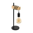 Lampe de table en bois marronne, Anton, avec interrupteur