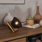 Lampe de table noire en bois, Juanita, avec interrupteur
