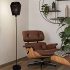 Lampadaire en papier noir, Caine, avec interrupteur