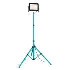 Lampe de chantier bleue en aluminium, Angelos, 100W, 4000K LED, IP65, avec interrupteur