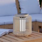 Lampe de table solaire extérieur marronne en bois, Hanin, 3,3W, 4000K LED, IP44, avec interrupteur