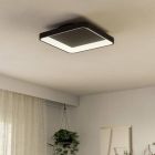 Plafonnier noir en plastique, Shauni, 12W, blanc chaud à froid réglable LED, avec télécommande