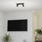 Plafonnier connecté noir en aluminium, Mayke, 3,7W, RGBW LED, avec télécommande