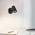 Spot mural noir en aluminium, Vikram, avec interrupteur