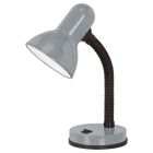Lampe de bureau argentée en plastique, Sten, avec interrupteur