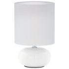 Lampe de table blanche en tissu, Matthew, avec interrupteur