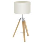 Lampe de table beige en bois, Joana, avec interrupteur