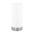Lampe de table blanche en tissu, Abano, avec variateur tactile