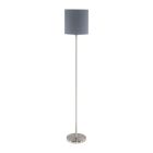 Lampadaire gris en tissu, Abano, avec interrupteur