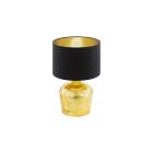 Lampe de table dorée en tissu, Elvin, avec interrupteur
