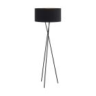 Lampadaire trépied noir en tissu, Anuschka, avec interrupteur