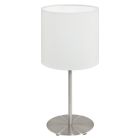 Lampe de table blanche en tissu, Abano, avec interrupteur