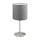 Lampe de table grise en tissu, Abano, avec interrupteur