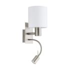 Applique murale blanche en tissu, Abano, avec interrupteur