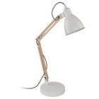 Lampe de table en bois blanche, Ceyda, avec interrupteur