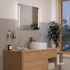 Miroir avec éclairage gris en verre, Bibi, 5,1W, 4000K LED, IP44, avec interrupteur