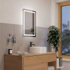 Miroir avec éclairage gris en verre, Bibi, 15,7W, blanc chaud à froid réglable LED, IP44, avec interrupteur