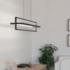 Suspension noire en aluminium, Lianne, 34W, blanc chaud à froid réglable LED, gradable en 3 étapes