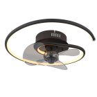 Ventilateur de plafond noir en métal, Lein, 30W, blanc chaud à froid réglable LED, avec télécommande