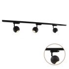 1M système d'éclairage sur rail monophasé noir + 3 Alco spots sur rail
