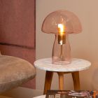Lampe de table moderne rose, Fungo, avec interrupteur