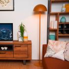 Lampadaire moderne jaune, Siemon, avec interrupteur