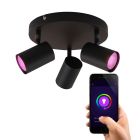 Plafonnier connecté noir moderne, Elena, 13,5W, RGBW