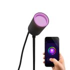 Luminaire extérieur connecté noir moderne, Pedro, IP44, 4,5W, RGBW