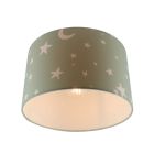 Plafonnier pour enfants vert en tissu, Stars