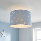 Plafonnier pour enfants bleu en tissu, Stars
