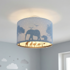 Plafonnier pour enfants bleu en tissu, Safari