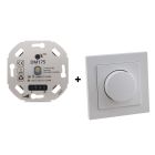 Variateur LED, 0,5 - 200W, avec cadre de recouvrement blanc et plaque centrale