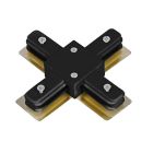 Connecteur en forme de X pour éclairage sur rail monophasé, noir