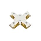 Connecteur en forme de X pour éclairage sur rail monophasé, blanc