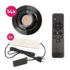 14 spots veranda orientable Rona, IP44, avec kit de connexion et télécommande, noir