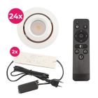24 spots veranda orientable Rona, IP44, avec kit de connexion et télécommande, blanc