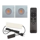2 spots encastrés veranda carrés chromé Dico, IP65, avec kit de connexion et télécommande