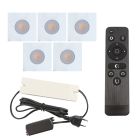 5 spots encastrés veranda carrés blanc Dico, IP65, avec kit de connexion et télécommande