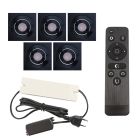 5 spots veranda orientable Rona carré, IP44, avec kit de connexion et télécommande, noir