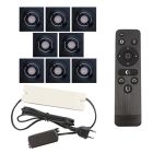 8 spots veranda orientable Rona carré, IP44, avec kit de connexion et télécommande, noir