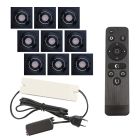 9 spots veranda orientable Rona carré, IP44, avec kit de connexion et télécommande, noir