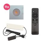 11 spots encastrés veranda carrés chromé Dico, IP65, avec kit de connexion et télécommande