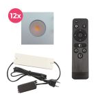 12 spots encastrés veranda carrés chromé Dico, IP65, avec kit de connexion et télécommande