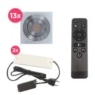 13 spots veranda orientable Rona carré, IP44, avec kit de connexion et télécommande, chromé