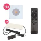 16 spots encastrés veranda carrés blanc Dico, IP65, avec kit de connexion et télécommande