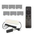 6 spots en saillie veranda carrés chromés Fredo, IP44, avec kit de connexion et télécommande