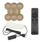 8 spots encastrés veranda de coleur laiton Dico, IP65, avec kit de connexion et télécommande