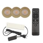 3 spots encastrés veranda de coleur laiton Dico, IP65, avec kit de connexion et télécommande