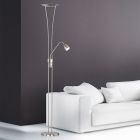 Lampadaire classique nickel, Stijn, 20W, 3000K LED, avec interrupteur
